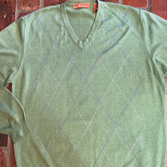 Sette Ponti Italian made Argyle v-neck sweater szL - Picture 3 of 8